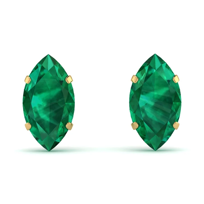 gold earrings for women-Hidden Halo Marquise Emerald Earrings - Journey No. 49