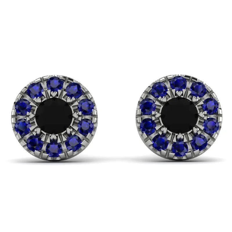 luxurious stud earrings for women-Halo Black Diamond Earrings - Heaven No. 69