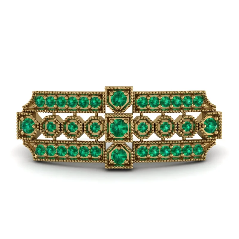 pearl and crystal brooches for women-Emerald Antique Elegance Brooch - Alondra No. 19