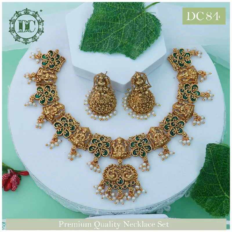 handmade necklaces for women-Diksha Collection Gold Plated Temple Neckace Set