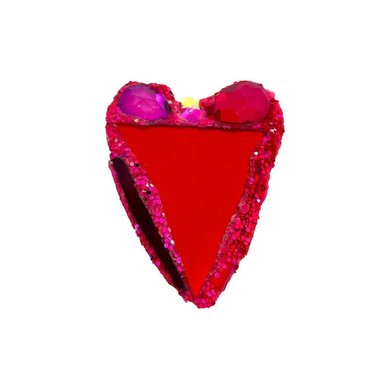 silver brooches for women-RED & PINK CRYSTAL HEART BROOCH, 2023