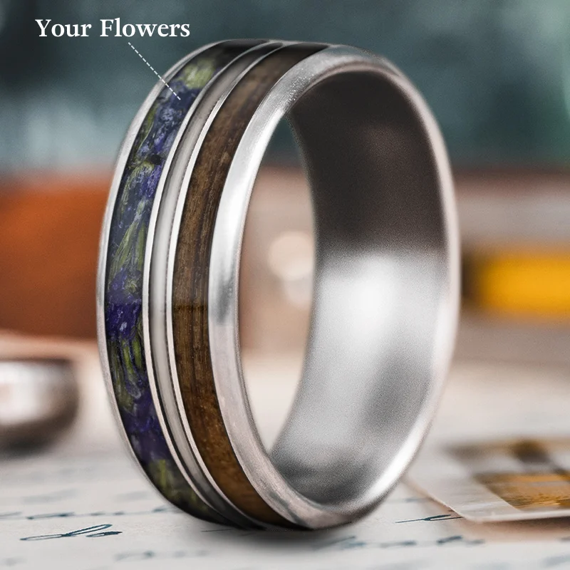 wedding bands for women-Custom Design - 3-Inlay Metal Center qx7yW8cyzvFH3lY23Ttl8VqM