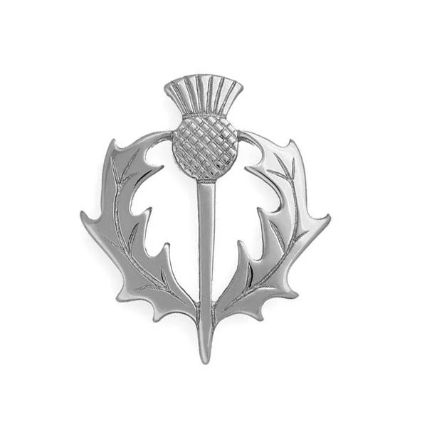 crystal brooches for women-Scottish Thistle Heritage Brooch in Sterling Silver