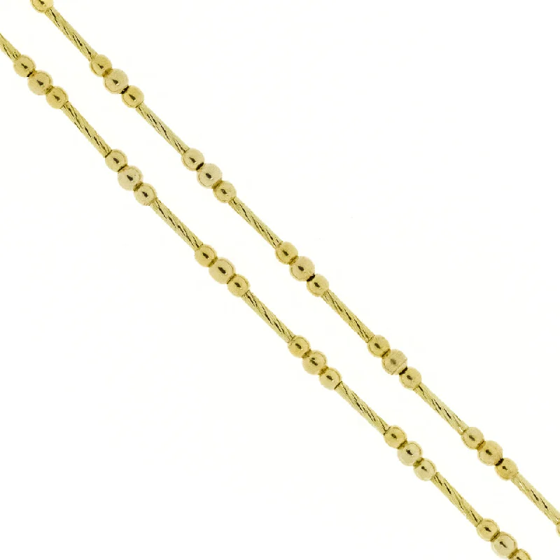 sterling silver pendant necklaces for women-16.5" Bead and Cylinder Link Chain in 14K Yellow Gold 9.1G