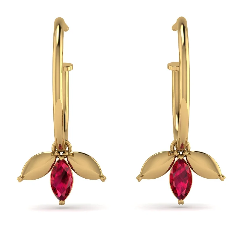 birthstone earrings for women-Leaves Ruby Earrings - Anika No. 10