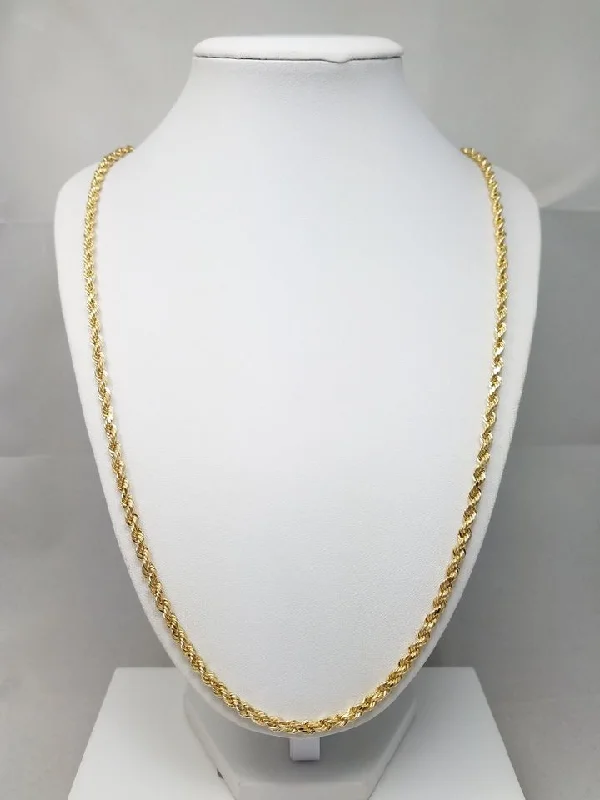 long necklaces for women-NEW 26" Hollow 10k Yellow Gold Rope Chain