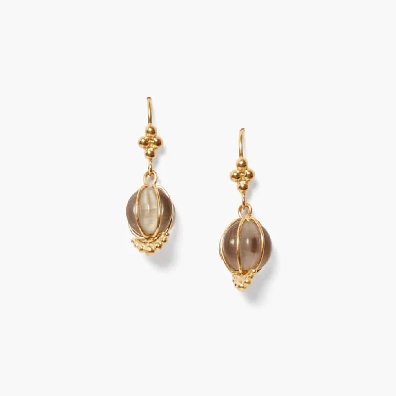 bridal earrings for women-Balloon Earrings in Smokey Quartz