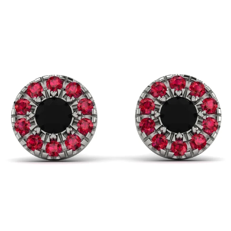 birthstone earrings for women-Halo Black Diamond Earrings - Heaven No. 54