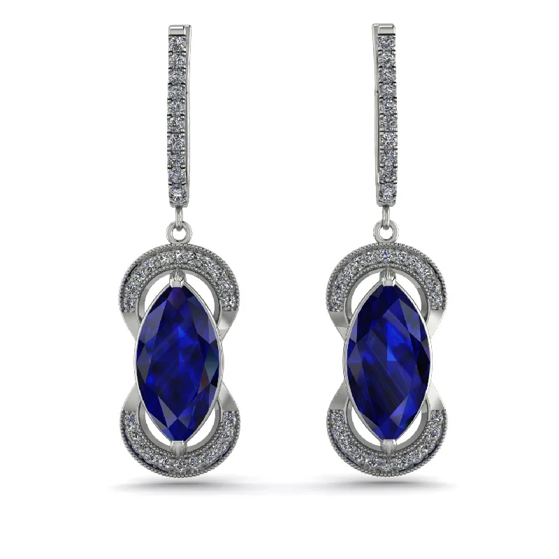 druzy earrings for women-Marquise Vintage Sapphire Earrings - Marley No. 15