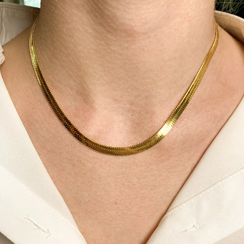 statement necklaces for women-Thick Herringbone