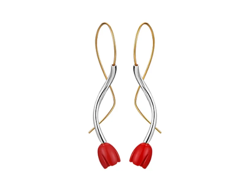 ethnic hoop earrings for women-Red Rose Vines Earring