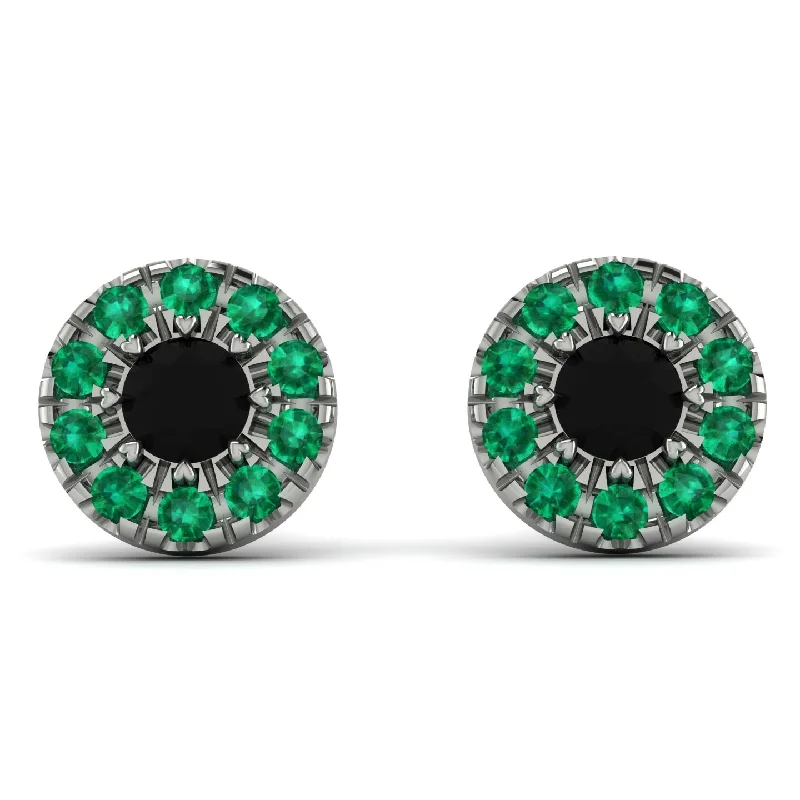 vintage drop earrings for women-Halo Black Diamond Earrings - Heaven No. 24