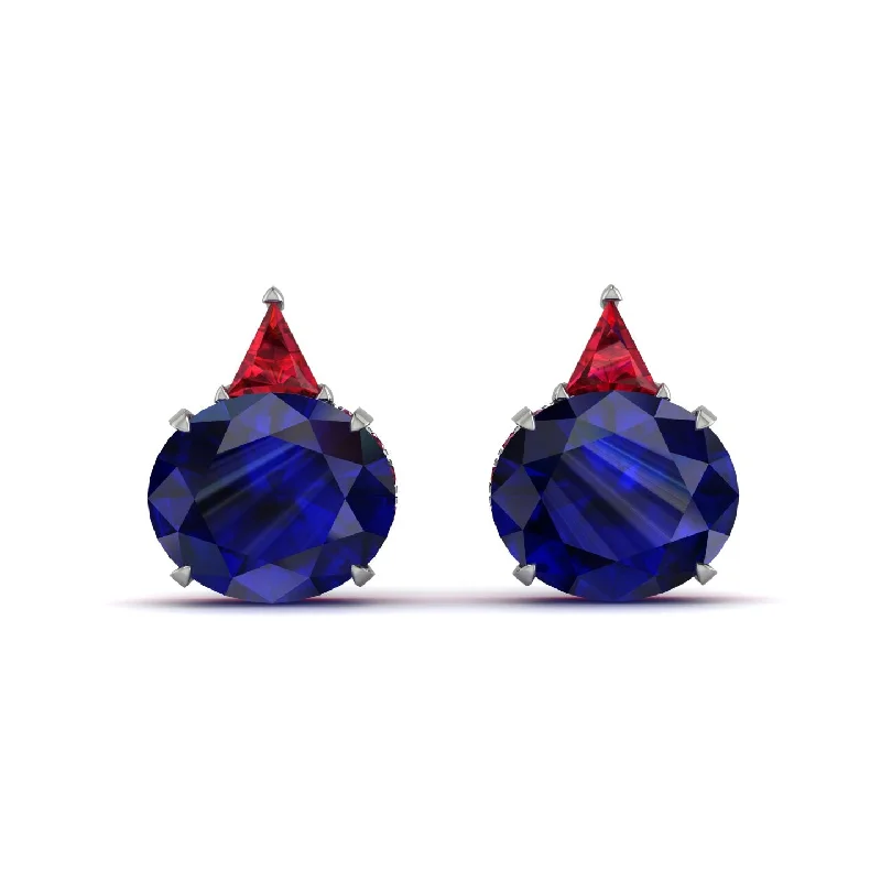 statement hoop earrings for women-Hidden Halo Sapphire Earrings - Rosalie No. 60