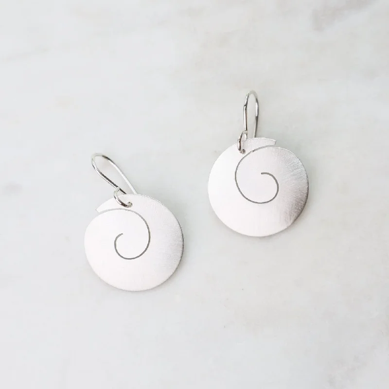 fun earrings for women-Matte Silver Swirl Earrings