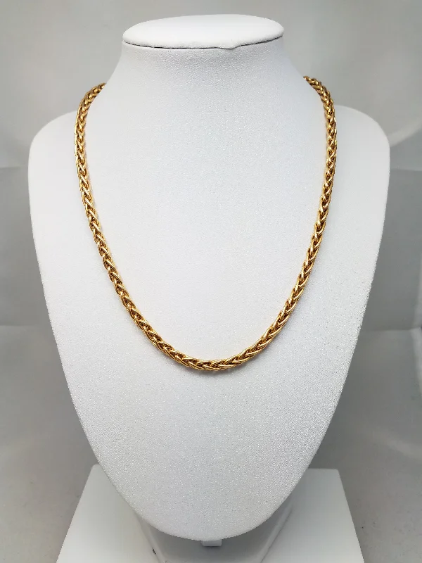 crystal necklaces for women-Lavish 18" 18k Yellow Gold Hollow Round Wheat Chain