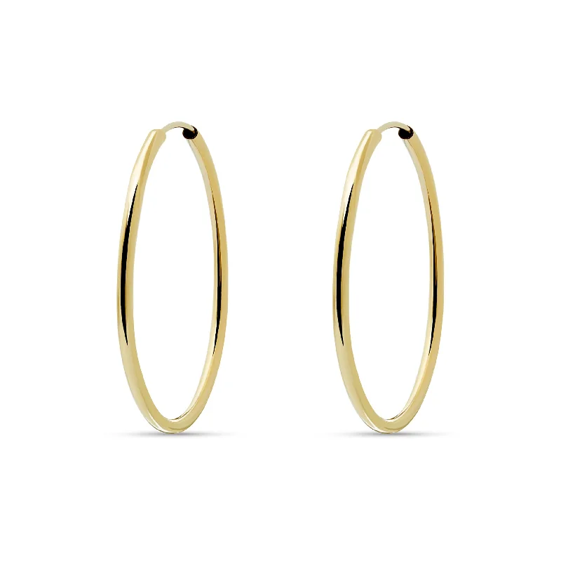 geometric earrings for women-Essential Hoops - 14 karat gold hoop earring