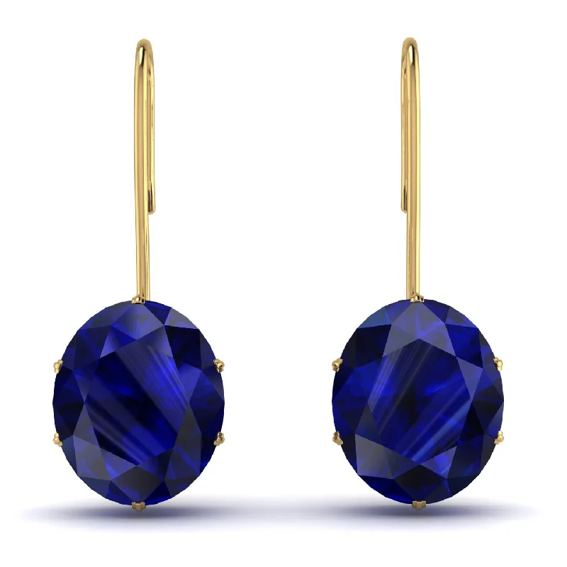 gold stud earrings for women-Oval Hidden Halo Sapphire Earrings - Gemma No. 73