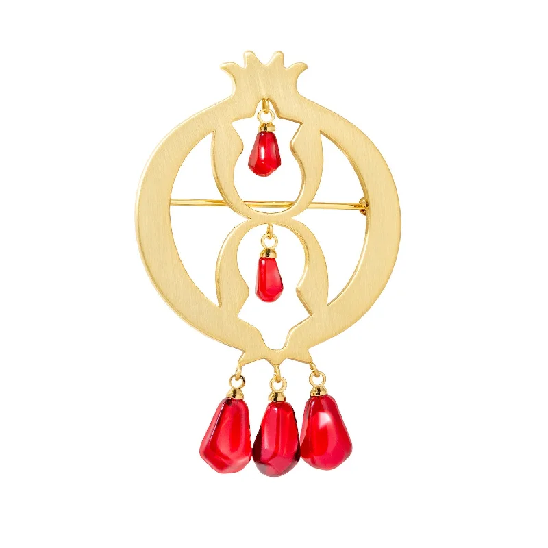 winter brooches for women-Pomegranate Brooch with seeds