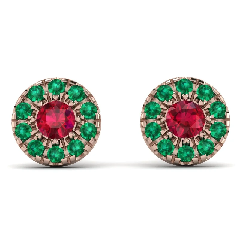 chic earrings for women-Halo Ruby Earrings - Heaven No. 26