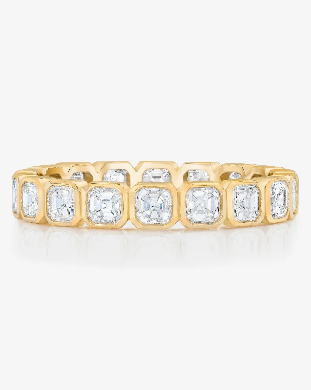 customized diamond engagement rings for women-Asscher Bezel Eternity Band