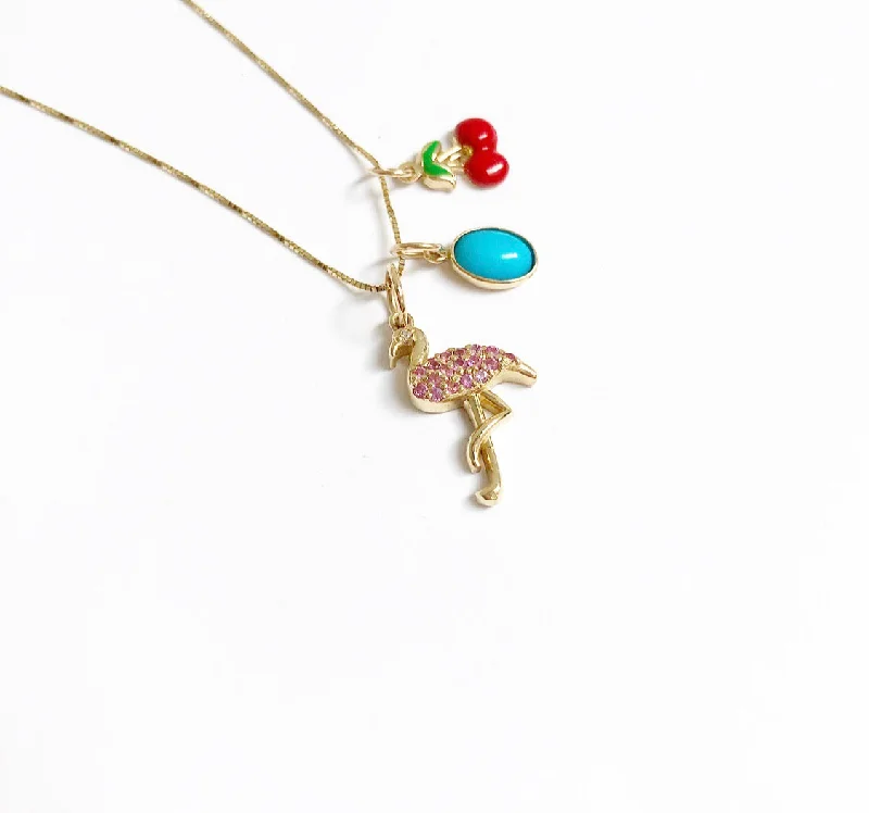 long pendant necklaces for women-Flamingo Charm