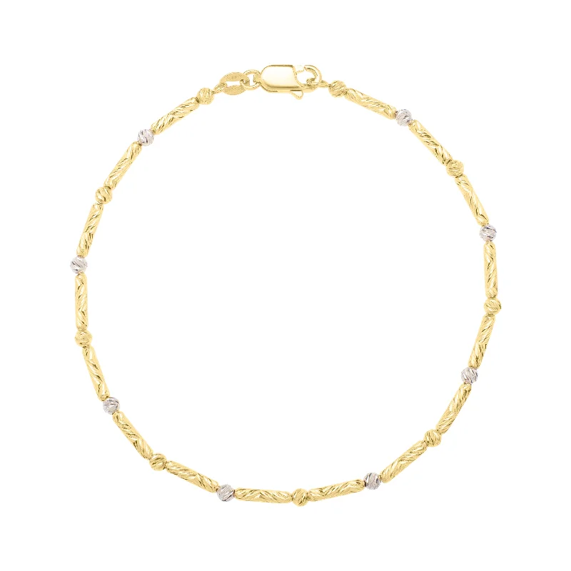 pearl necklaces for women-14K Two-Tone Bar & Bead Chain