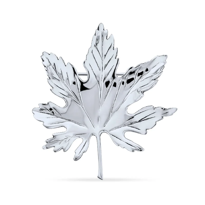 luxury diamond brooches for women-Canada Maple Leaf Brooche Pin - Sterling Silver Western Jewelry Accessory