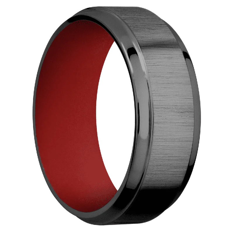 customized engagement rings for women-Zirconium with Crosssatinblack , Polish Finish and USMC Red