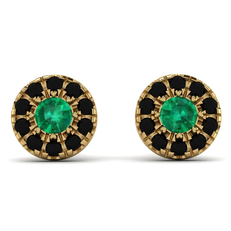 pearl stud earrings for women-Halo Emerald Earrings - Heaven No. 34