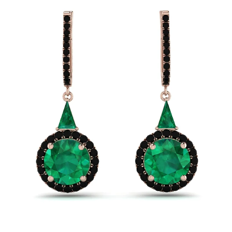 silver earrings for women-Hidden Halo Emerald Earrings - Joanna No. 35