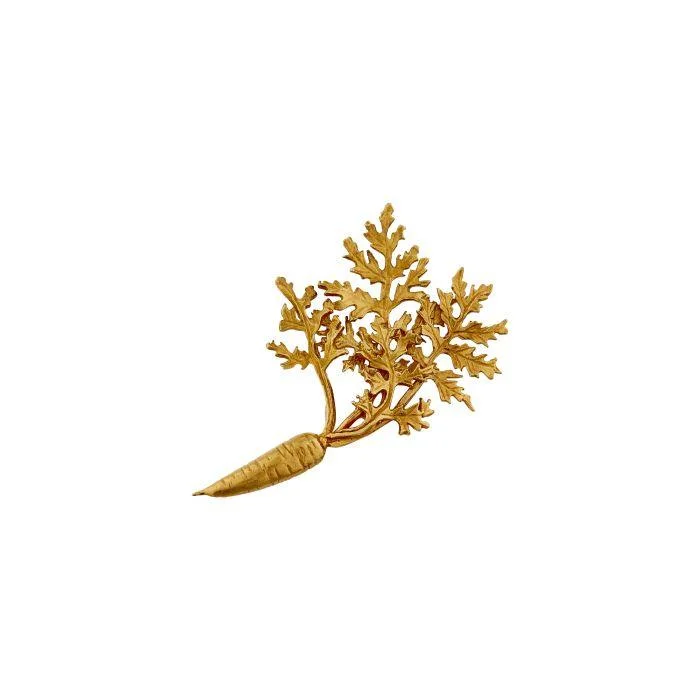 vintage enamel brooches for women-Alex Monroe Leafy Carrot Pin Brooch