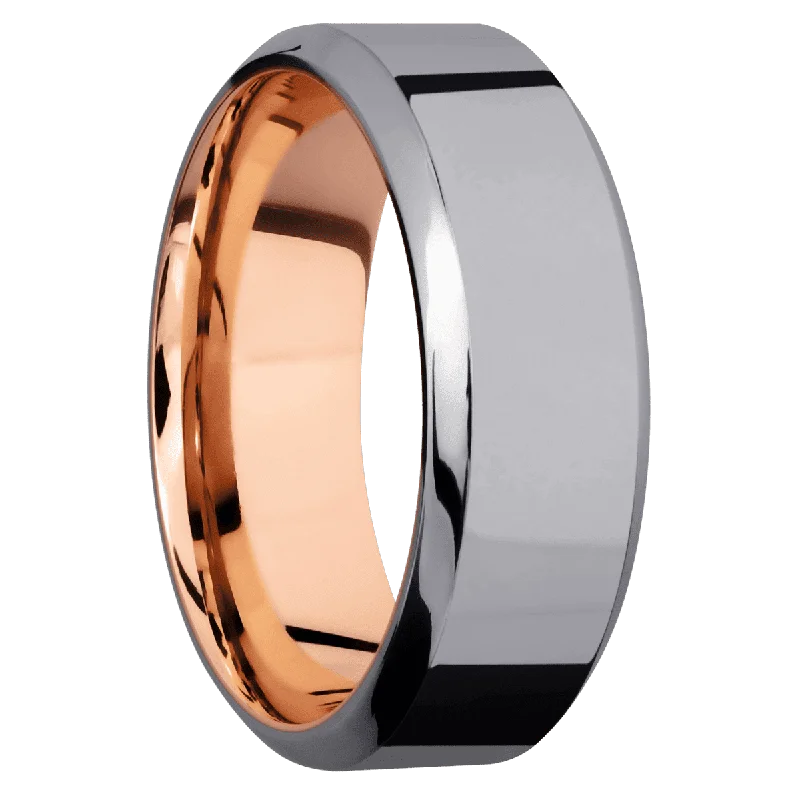 engagement rings with side stones for women-Tantalum with Polish , Polish Finish and 14K Rose Gold