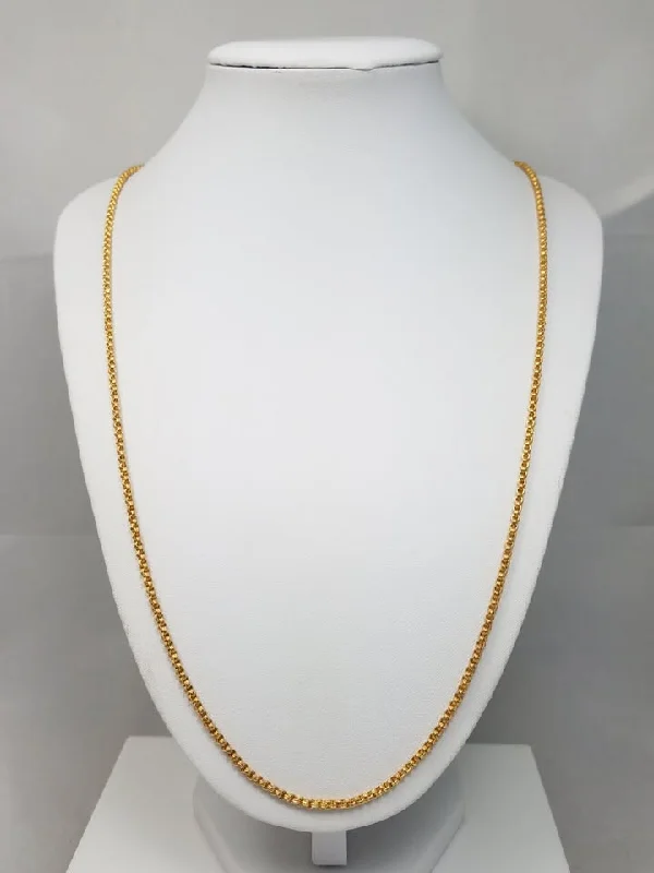 pearl necklaces for women-Deluxe Solid 20k+ Yellow Gold Fancy Rolo Link 24" Chain