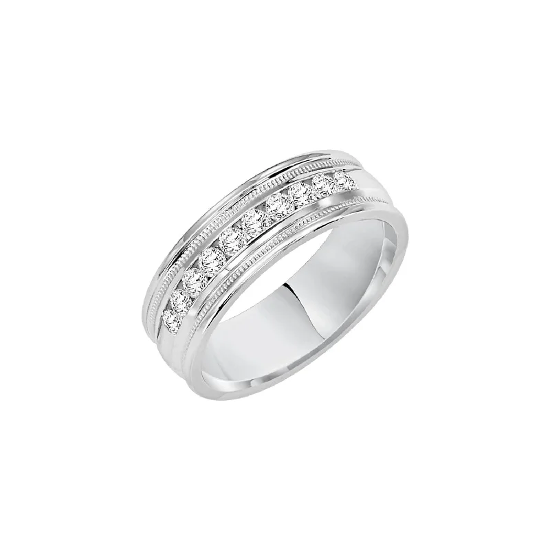 diamond halo engagement rings for women-Diamond and Milgrain Band