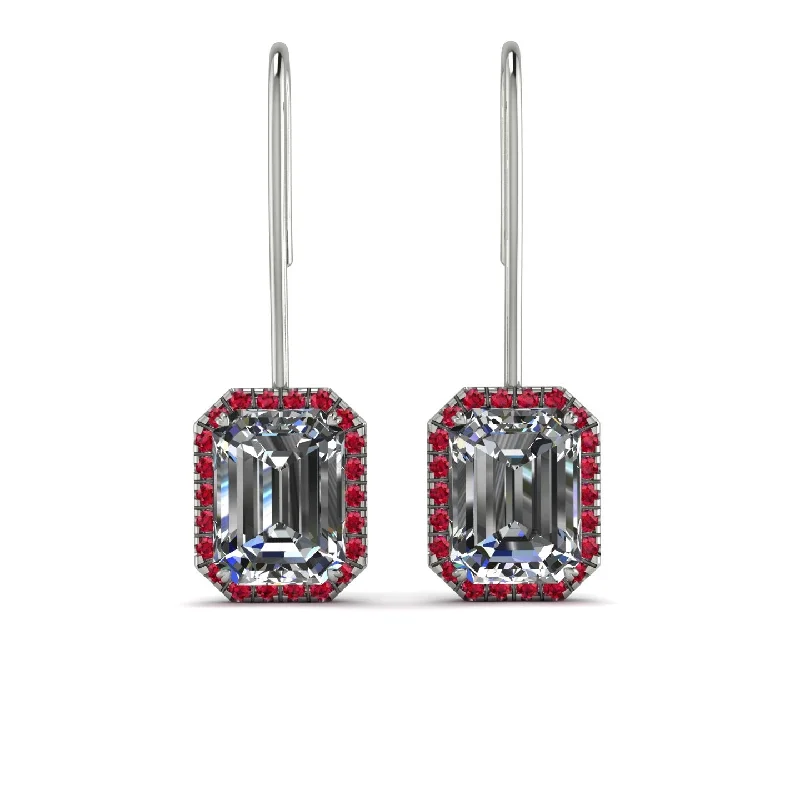 statement hoop earrings for women-Halo Emerald Cut Diamond Earrings - Izabella No. 48