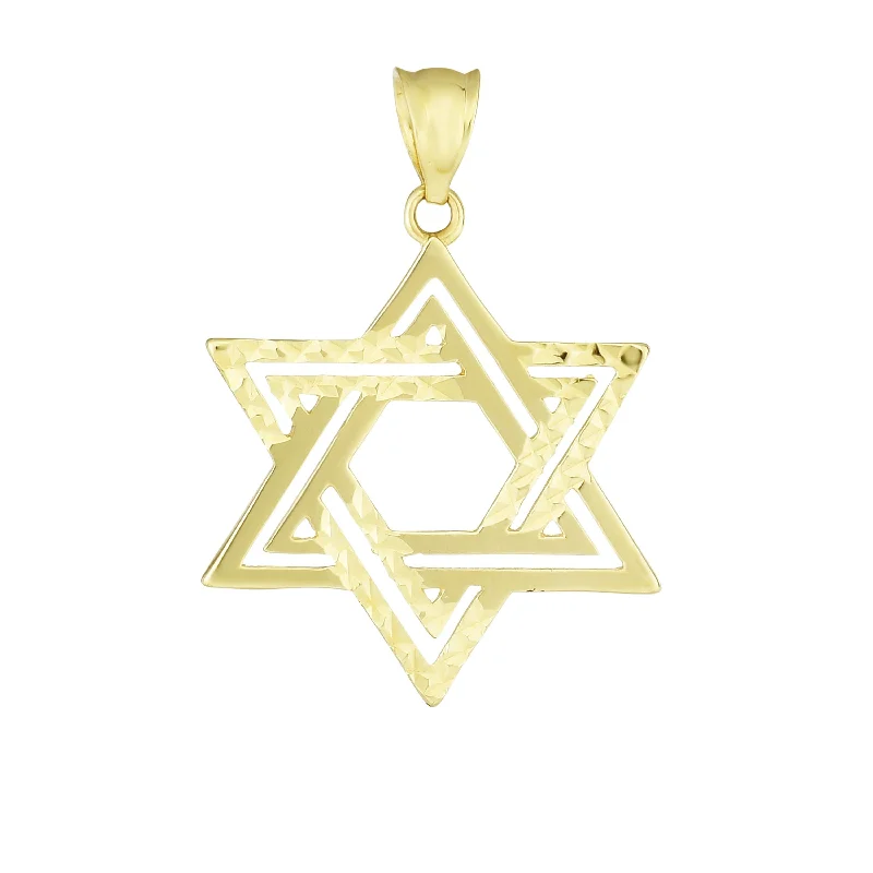 diamond pendant necklaces for women-14K Gold Double Row Star of David