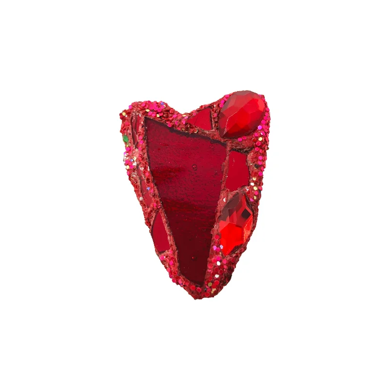 vintage enamel brooches for women-RED CRYSTAL HEART BROOCH, 2023