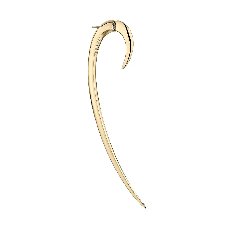 ethnic hoop earrings for women-Hook Single Size 3 Earring - Yellow Gold Vermeil