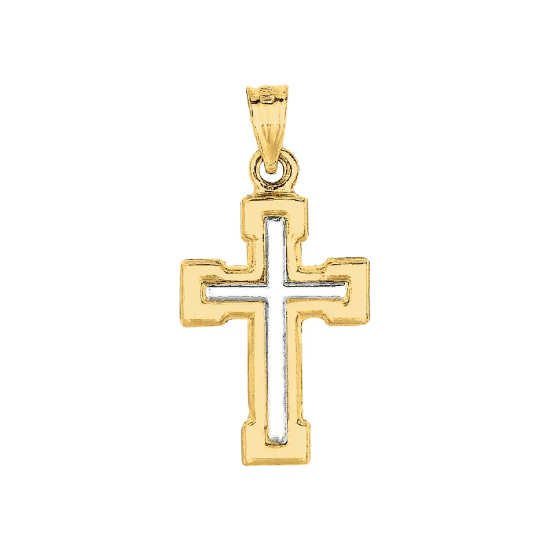 birthstone necklaces for women-14K Yellow & White Gold Cross