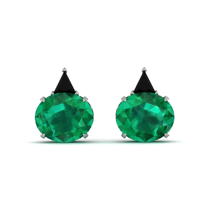 cute earrings for women-Hidden Halo Emerald Earrings - Rosalie No. 36