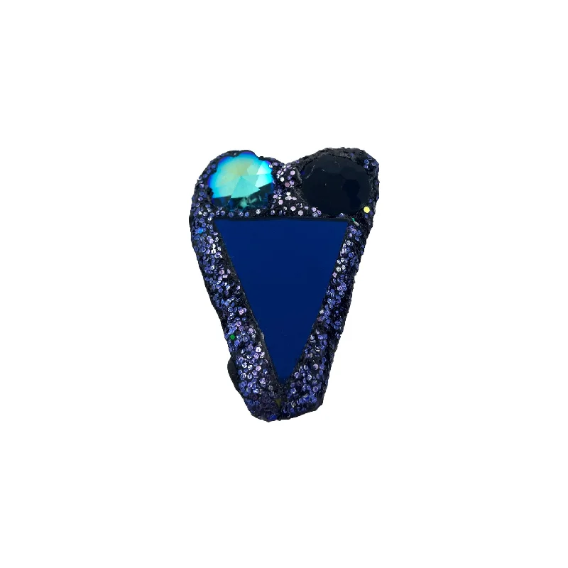 vintage brooches for women-BLUE HEART BROOCH WITH CRYSTAL, 2023