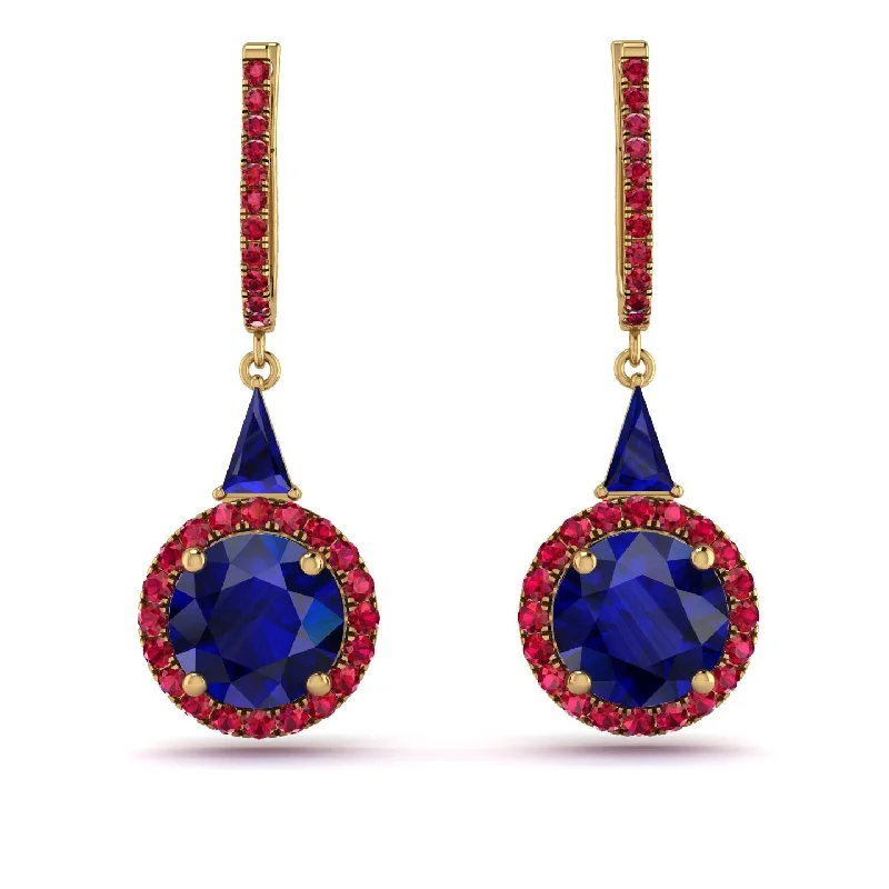 luxury earrings for women-Hidden Halo Sapphire Earrings - Joanna No. 58