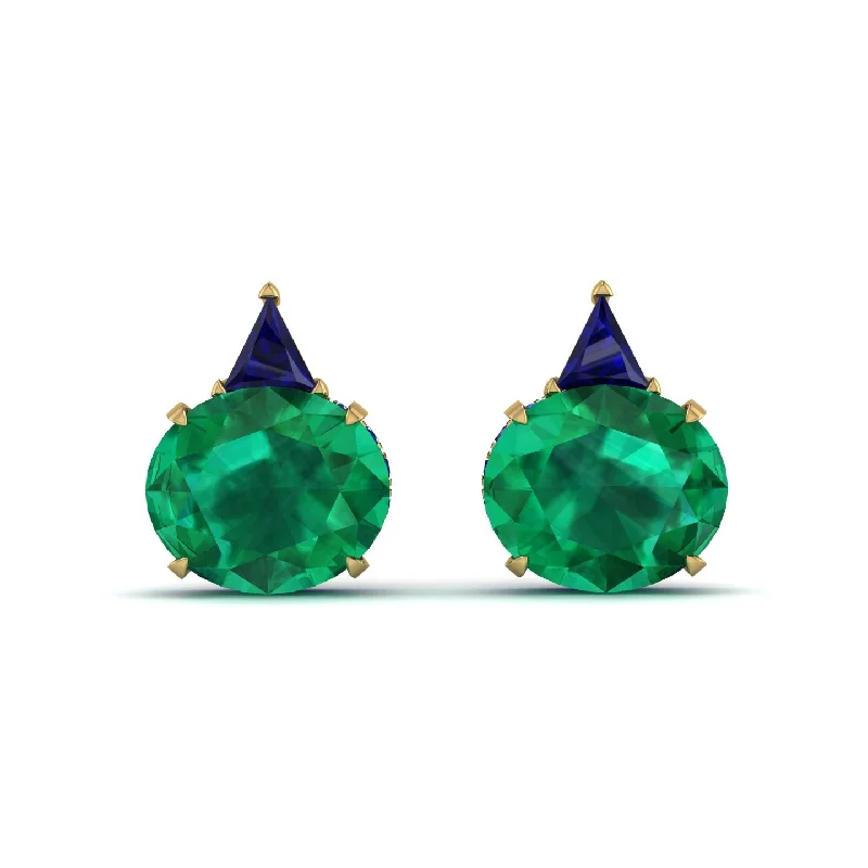 party stud earrings for women-Hidden Halo Emerald Earrings - Rosalie No. 64