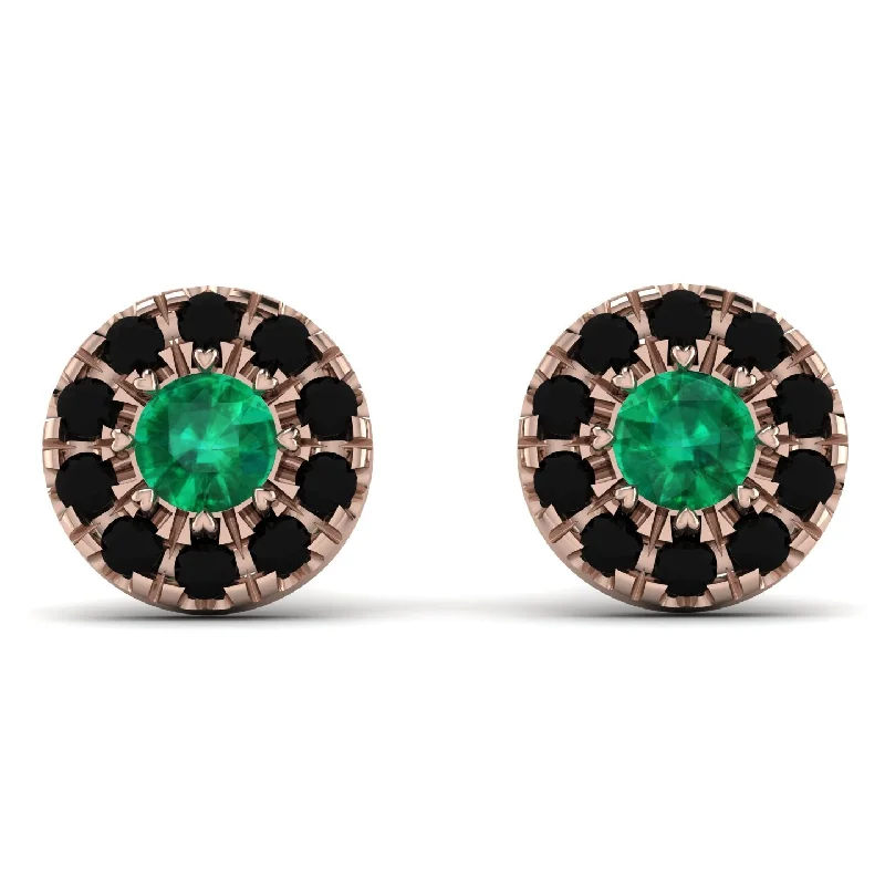 luxurious stud earrings for women-Halo Emerald Earrings - Heaven No. 35