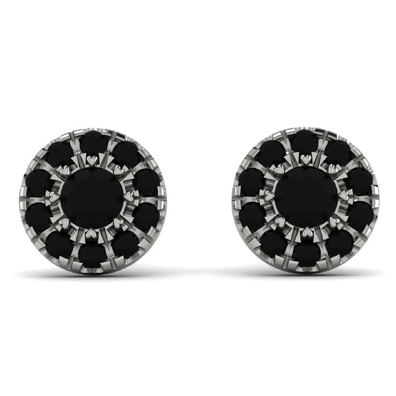 silver earrings for women-Halo Black Diamond Earrings - Heaven No. 39