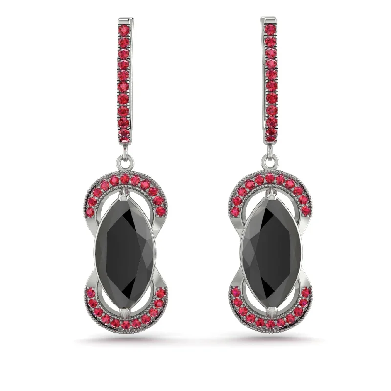 antique earrings for women-Marquise Vintage Black Diamond Earrings - Marley No. 54