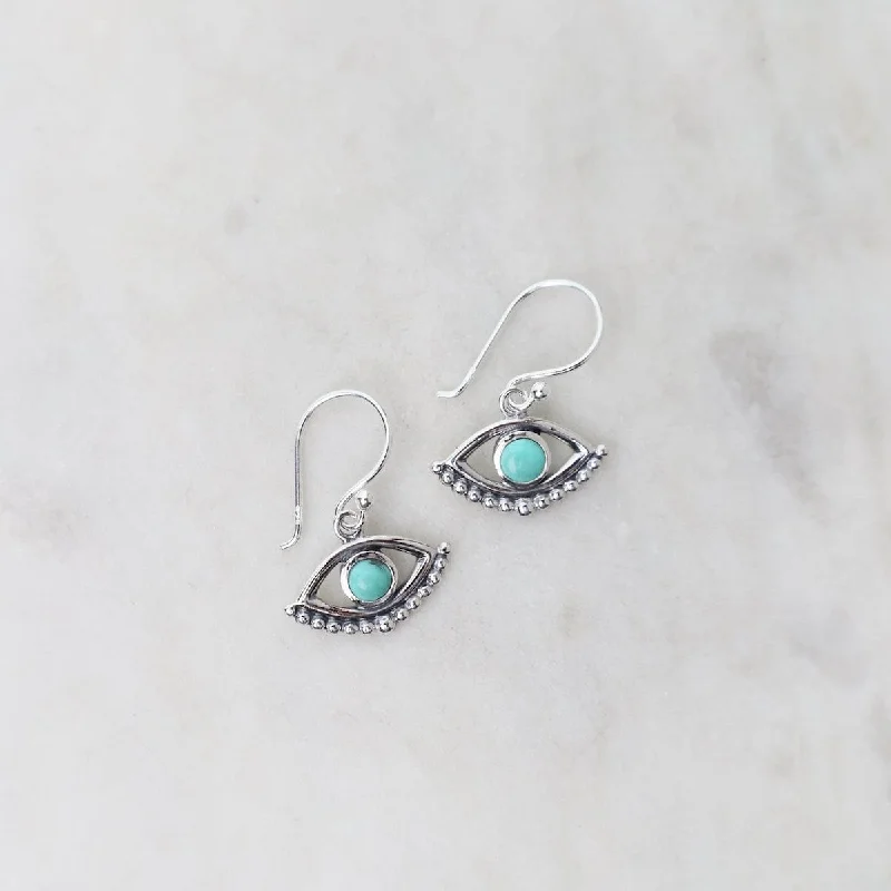 chic earrings for women-Evil Eye with Turquoise Earrings