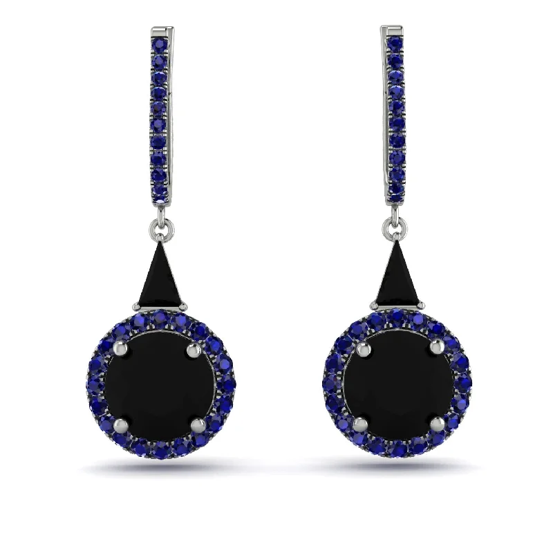 trendy drop earrings for women-Hidden Halo Black Diamond Earrings - Joanna No. 69