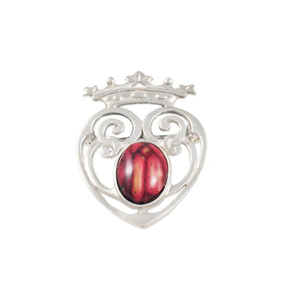 elegant fashion brooches for women-Heathergems Luckenbooth Heart Brooch In Silver