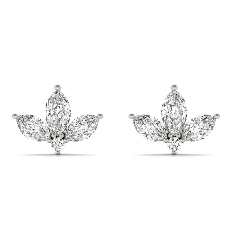 dainty earrings for women-14K Marquise Diamond Earring